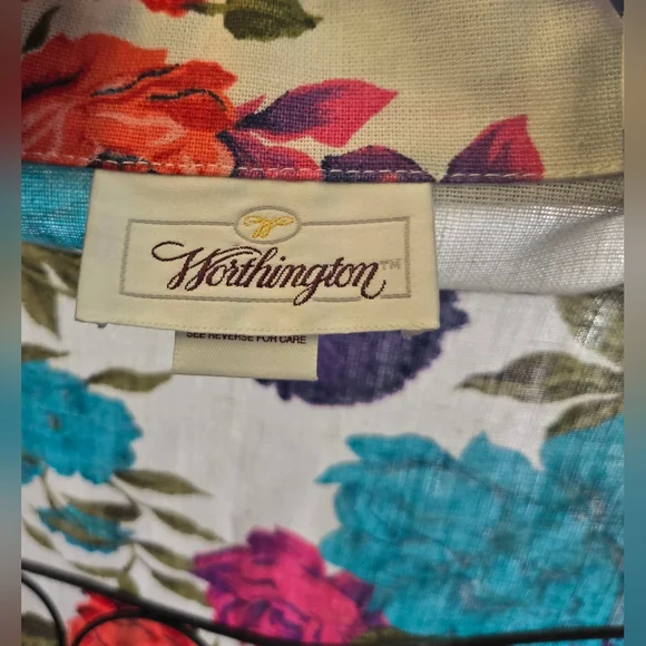 Worthington Multicolor Vintage Floral Blazer Size 10 - Picture 3 of 4